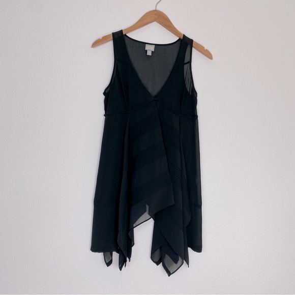 Converse Women's Black Sheer Uneven Hem Tunic Tank Top Size XS Casual Bohemian - Picture 1 of 14